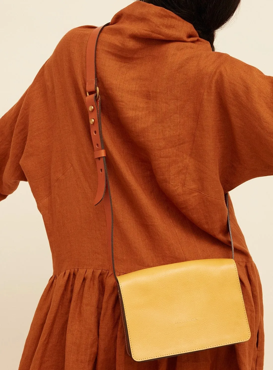 The Rye Leather Satchel in Yellow and Conker