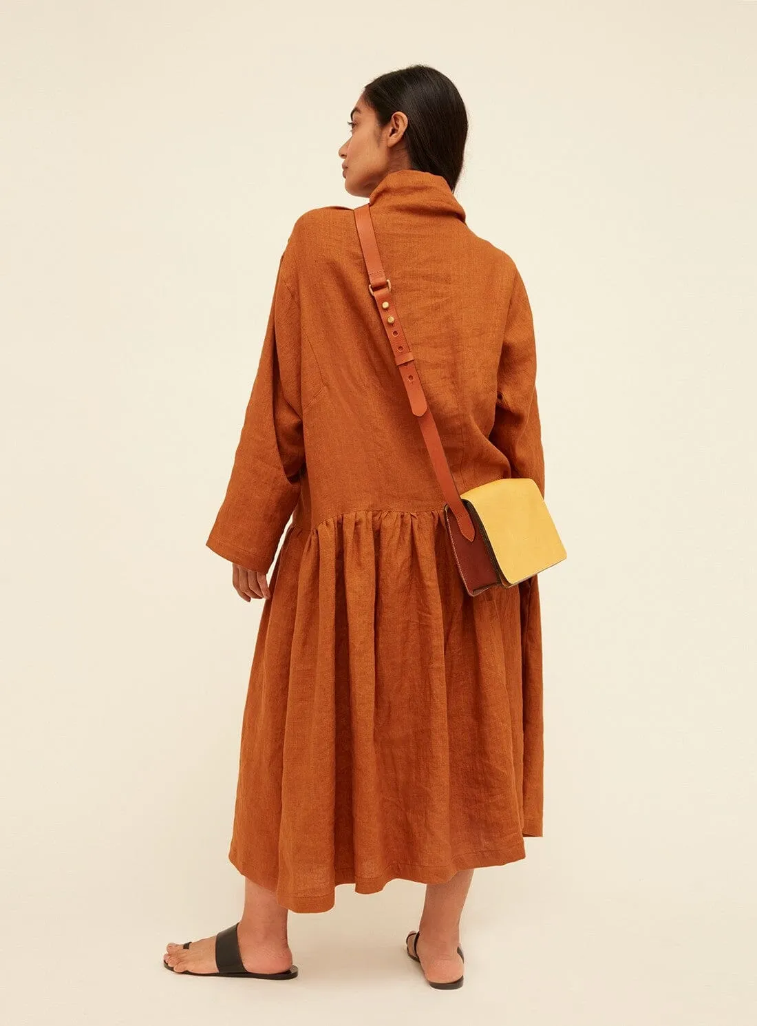 The Rye Leather Satchel in Yellow and Conker
