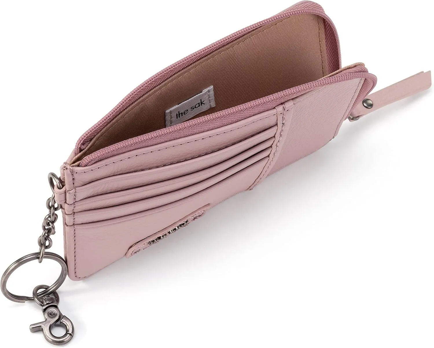 The Sak Iris Wallet in Leather, Elevated Card Holder with Keychain