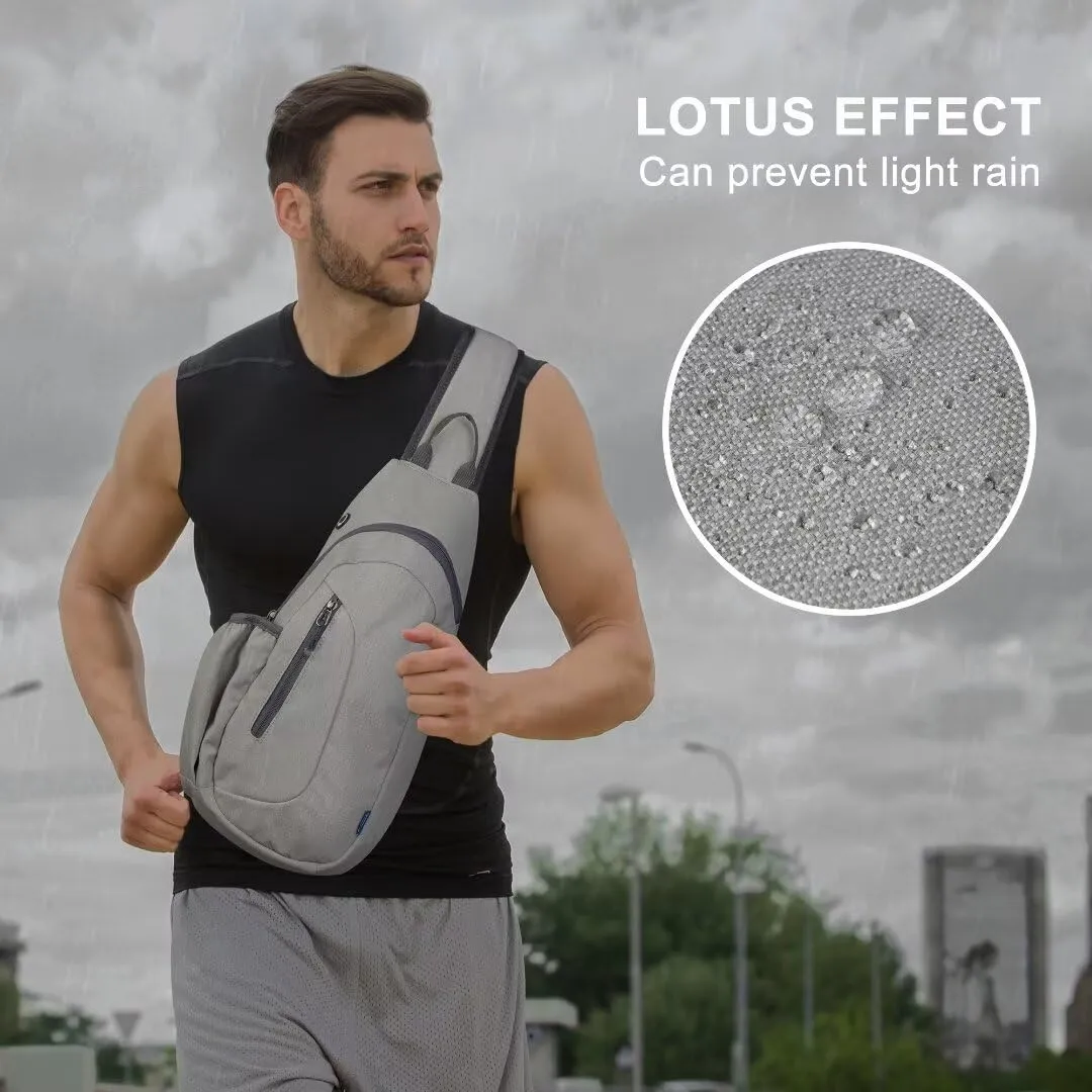 TITECOUGO Large Sling Bag for Women Men Crossbody Bag Waterproof Hiking Backpack Shoulder Bag Chest Bag Travel Essentials Backpack for Outdoor Walking Biking Camping Running Light Gray
