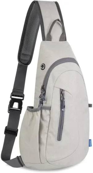 TITECOUGO Large Sling Bag for Women Men Crossbody Bag Waterproof Hiking Backpack Shoulder Bag Chest Bag Travel Essentials Backpack for Outdoor Walking Biking Camping Running Light Gray