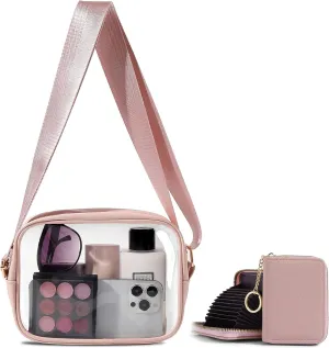 TOBVZOO Clear Purse Crossbody Bag Stadium Approved, Transparent Bag with Adjustable Strap for Concerts Sports Events