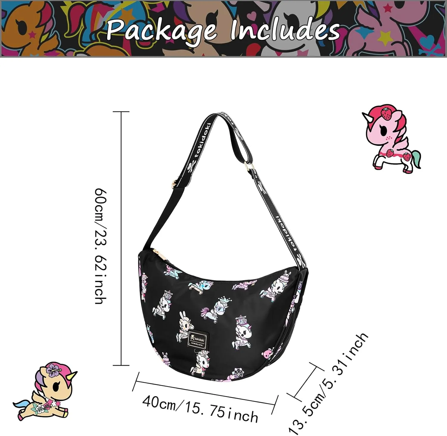 Tokidoki Unicorno Nylon Crossbody Bag Cartoon Shoulder Bag for Women Phone Bag Purse Wallet Credit Card Gift for Women Girls