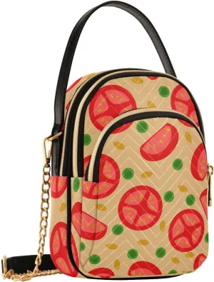 Tomato Slices Dots Beige Crossbody Bags for Women Shouler Handbags Travel Sling Bag Fanny Pack Wallet Phone Mini Purse