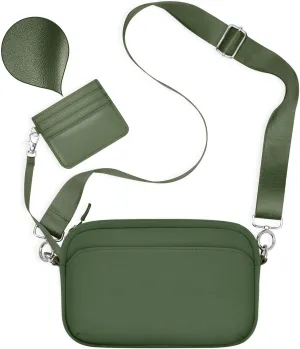 TOPEAST Nylon Crossbody Bags for Women with Leather Card Holder - Mini Cross Body Purse with Adjustable Strap for Traveling