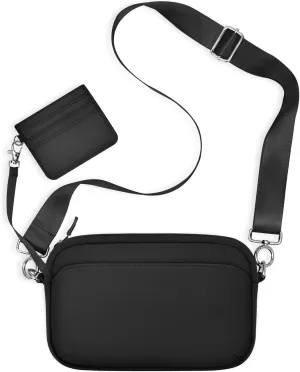 TOPEAST Nylon Crossbody Bags for Women with Leather Card Holder - Mini Cross Body Purse with Adjustable Strap for Traveling