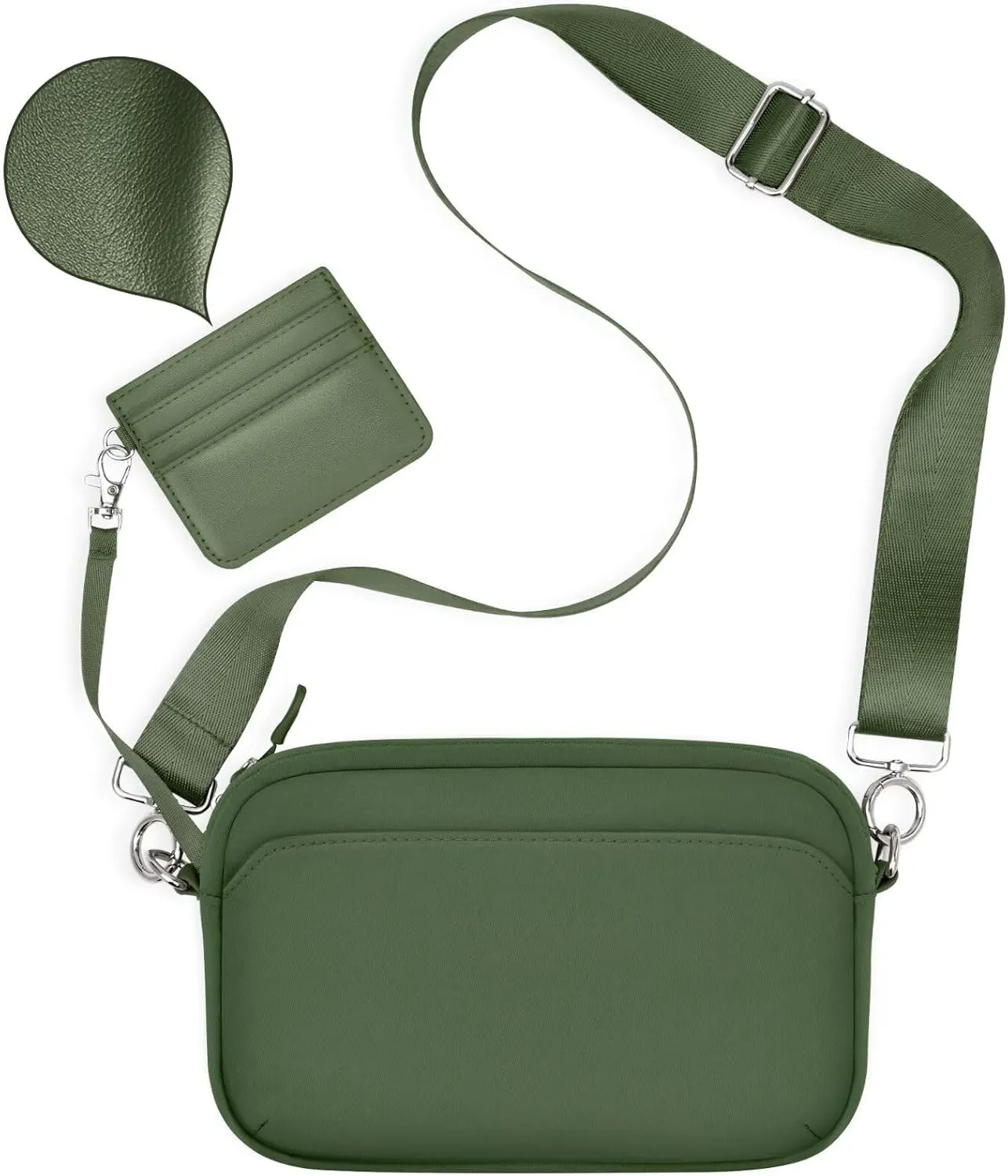 TOPEAST Nylon Crossbody Bags for Women with Leather Card Holder - Mini Cross Body Purse with Adjustable Strap for Traveling