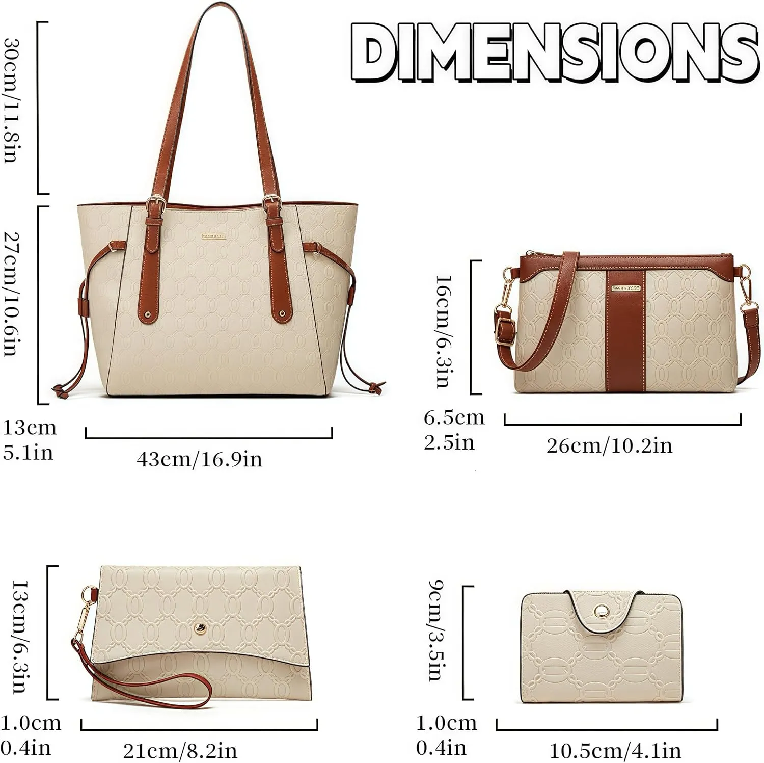 Tote Bag for Women Fashion Designer Handbags Leather Shoulder Bag Crossbody Bags Satchel Purse Set 4pcs
