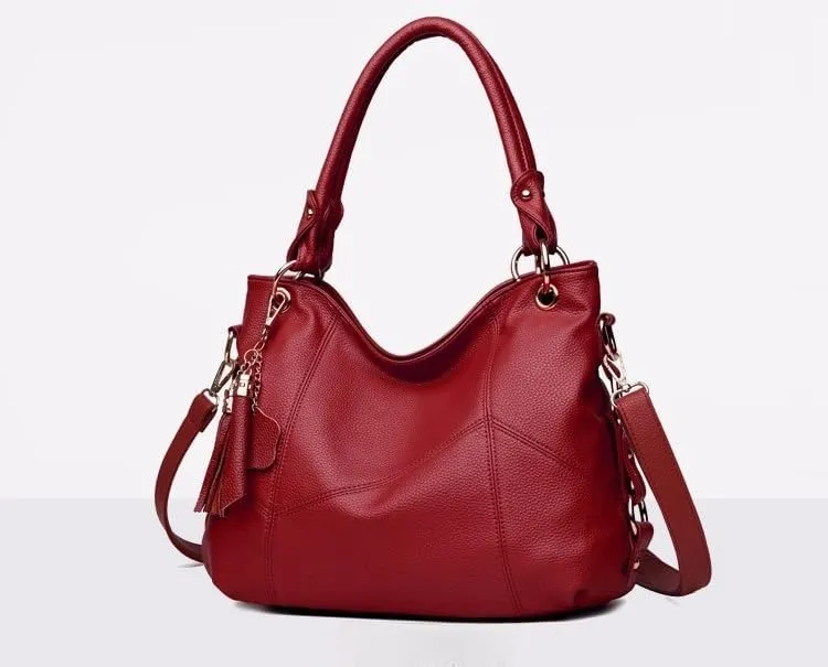 Tote Bag for Women Large Capacity Tote Bag Fashionable Litchi Tassel Commuter Shoulder Handbag