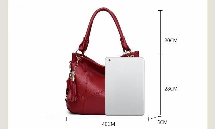 Tote Bag for Women Large Capacity Tote Bag Fashionable Litchi Tassel Commuter Shoulder Handbag
