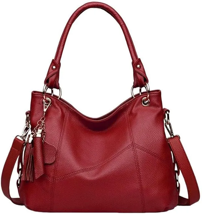 Tote Bag for Women Large Capacity Tote Bag Fashionable Litchi Tassel Commuter Shoulder Handbag