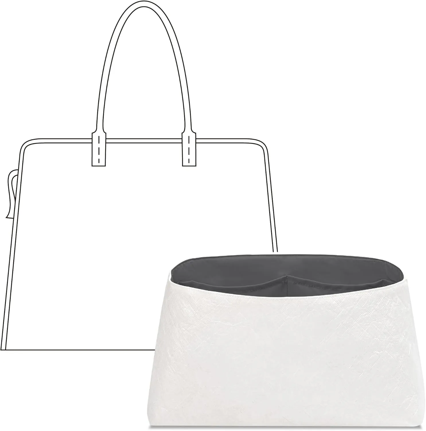 Tote Bag Organizer Insert for GOYARD Hardy Pet Carrier handbag, Custom Fit Inside Premium Slate Gray Lightweight WaterResistant Purse Insert with Cup Holder Accessories
