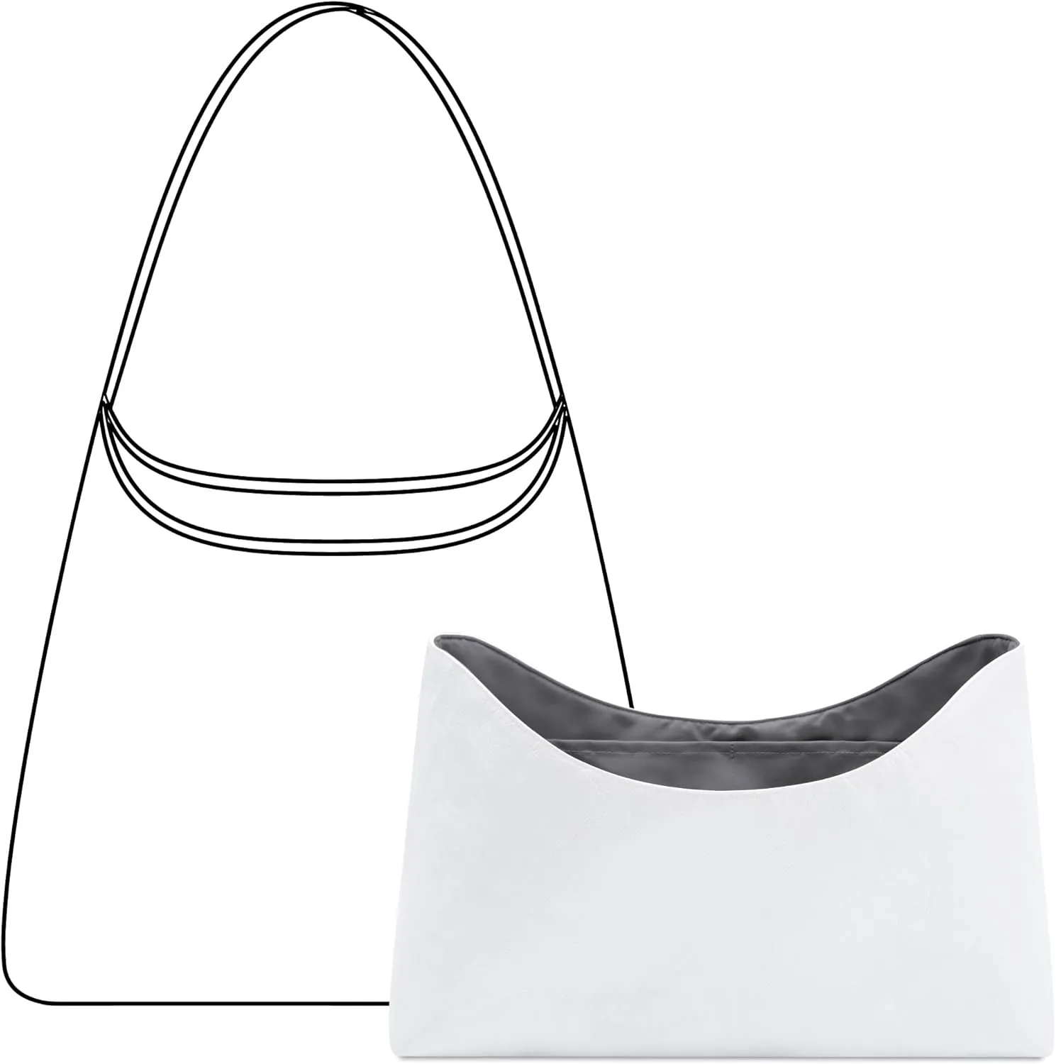 Tote Bag Organizer Insert for GOYARD Hobo Bag handbag, Custom Fit Inside Premium Slate Gray Lightweight WaterResistant Purse Insert with Cup Holder Accessories