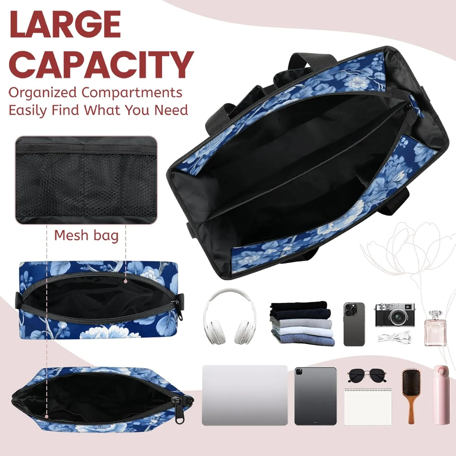 Tote Satchel Bag Set 3PCS for Women,Travel Shoulder Bag Handbag and Wallet Daily Use06