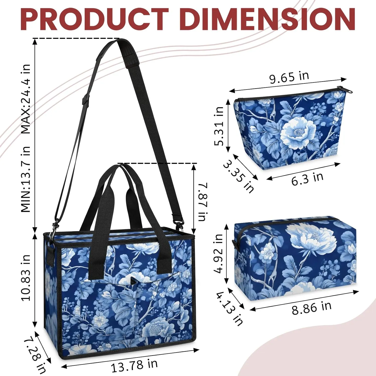 Tote Satchel Bag Set 3PCS for Women,Travel Shoulder Bag Handbag and Wallet Daily Use06