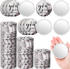 Tradder 100 Pcs 2.76 Inch Inspirational Mini Compact Mirror Bulk You Make a Difference Makeup Pocket Purse Mirror for Women Mother's Day Coworker Nurse Teacher Employee Appreciation Gift (Black)
