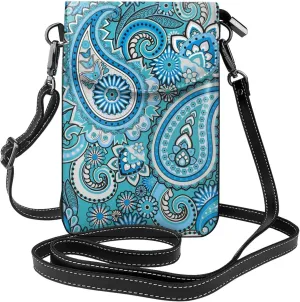 Traditional Paisley Persian Art Women Leather Crossbody Bag Small Cell Phone Purse Card Holder Wallet