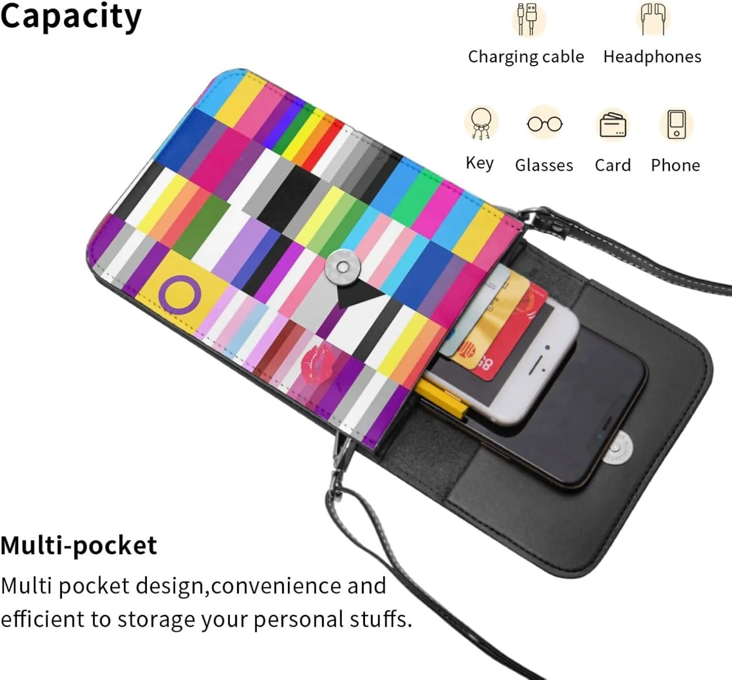 Trans Flag HE HIM Pronouns Cell Phone Purse Small Crossbody Bags For Women Men Wallet Purses With Adjustable Strap