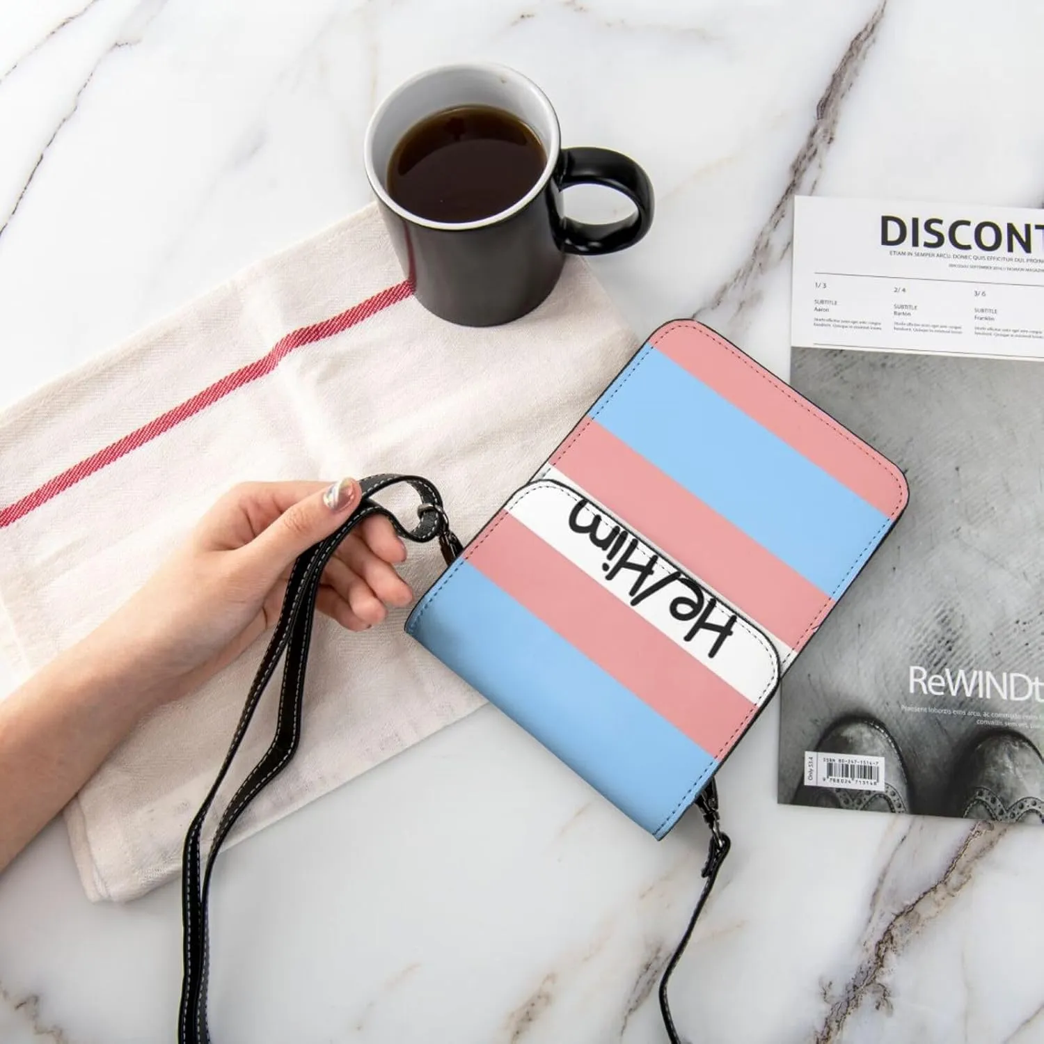 Trans Flag HE HIM Pronouns Cell Phone Purse Small Crossbody Bags For Women Men Wallet Purses With Adjustable Strap