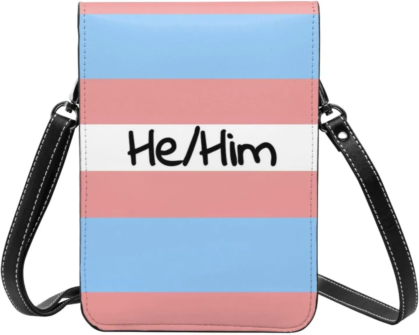 Trans Flag HE HIM Pronouns Cell Phone Purse Small Crossbody Bags For Women Men Wallet Purses With Adjustable Strap