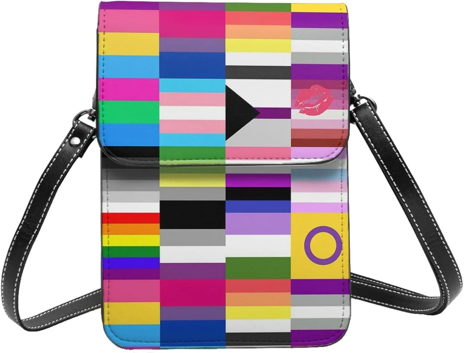 Trans Flag HE HIM Pronouns Cell Phone Purse Small Crossbody Bags For Women Men Wallet Purses With Adjustable Strap