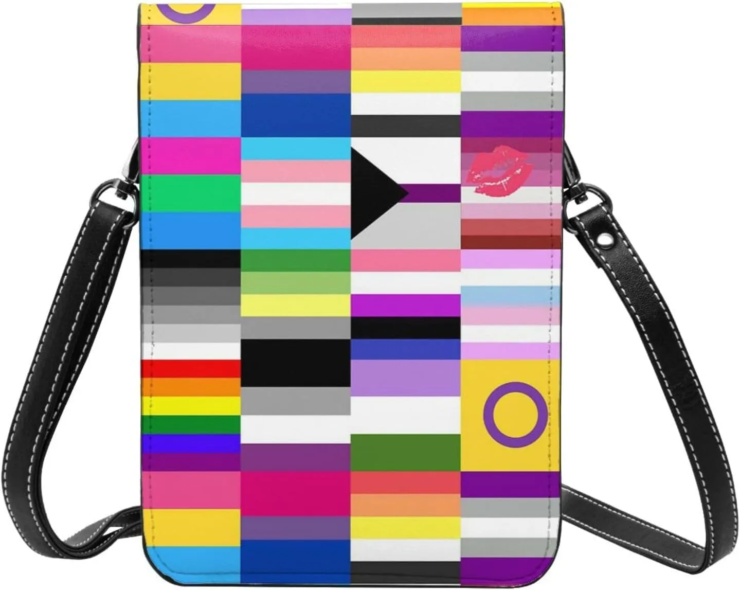 Trans Flag HE HIM Pronouns Cell Phone Purse Small Crossbody Bags For Women Men Wallet Purses With Adjustable Strap