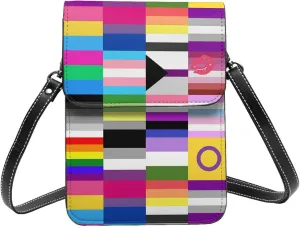 Trans Flag HE HIM Pronouns Cell Phone Purse Small Crossbody Bags For Women Men Wallet Purses With Adjustable Strap