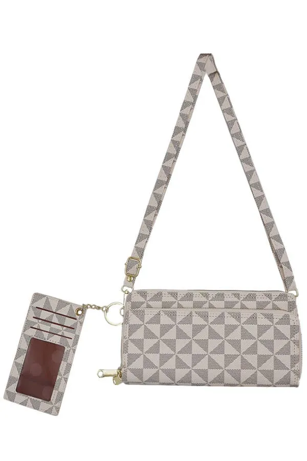 Triangle Checkered Wallet Crossbody Bag with Card Holder