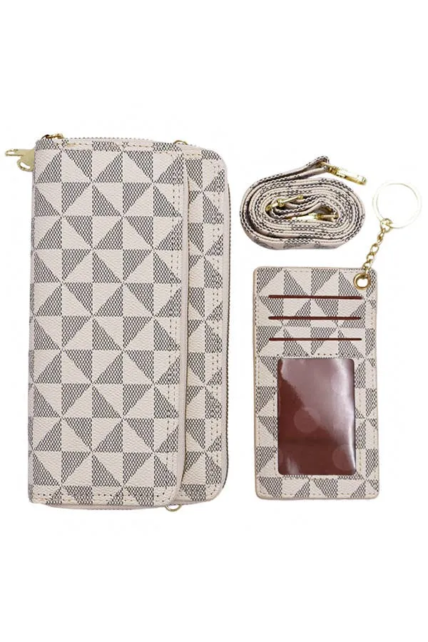 Triangle Checkered Wallet Crossbody Bag with Card Holder