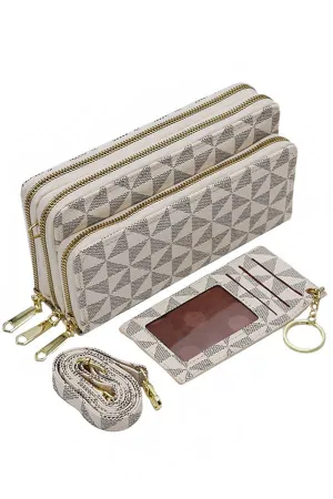 Triangle Checkered Wallet Crossbody Bag with Card Holder