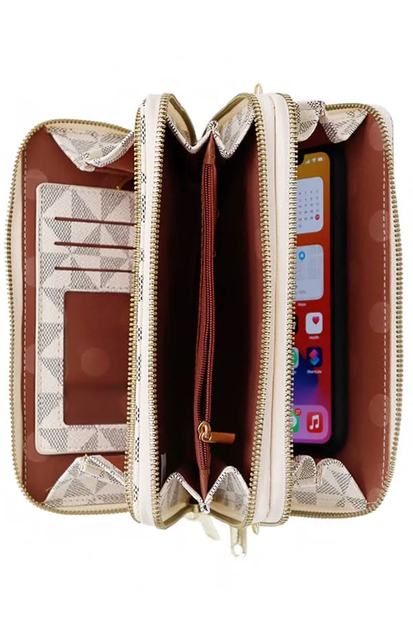 Triangle Checkered Wallet Crossbody Bag with Card Holder
