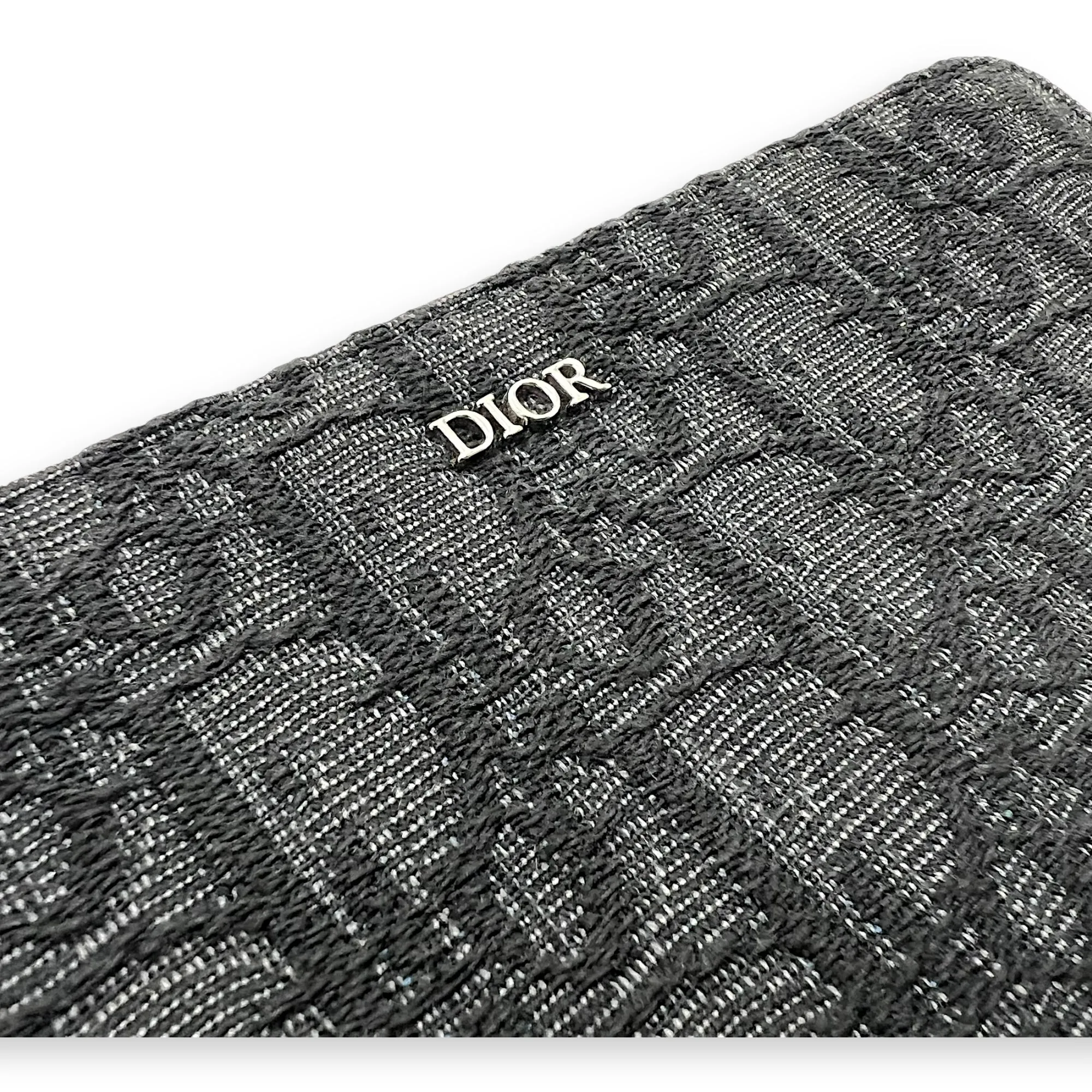 Triple Pouch Crossbody Bag Black in Jacquard, Silver hardware