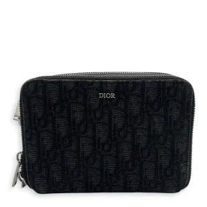 Triple Pouch Crossbody Bag Black in Jacquard, Silver hardware