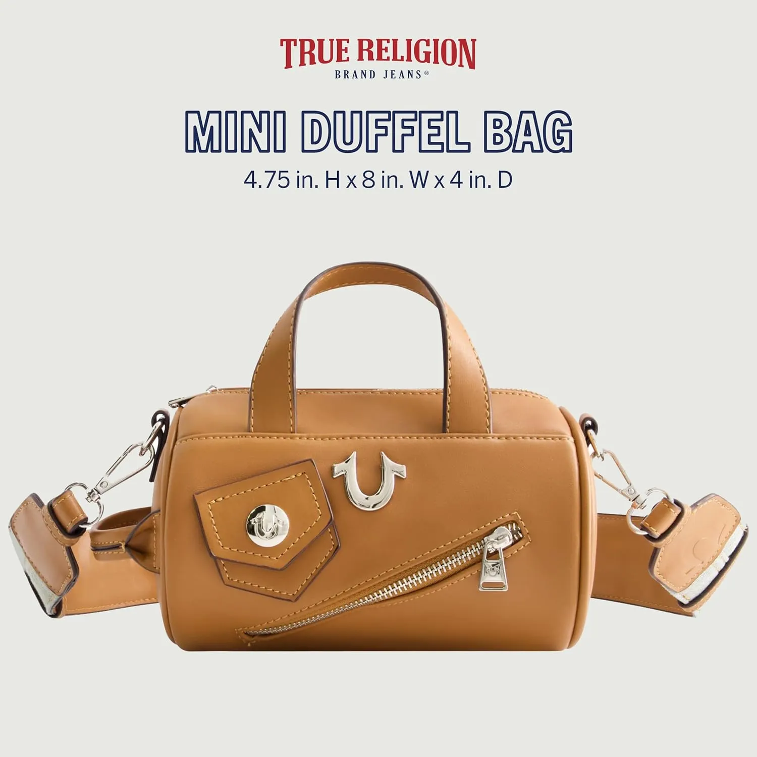 True Religion Women's Crossbody Bag, Mini Duffel Purse Handbag with Shoulder Strap