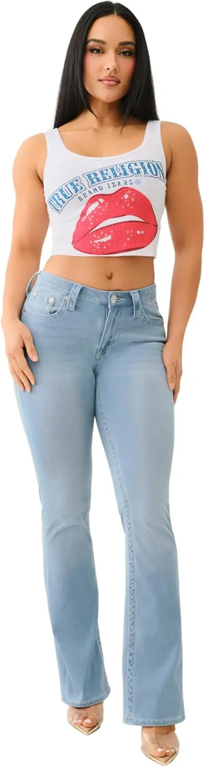 True Religion Women's Crystal Lips Raw Hem Tank​