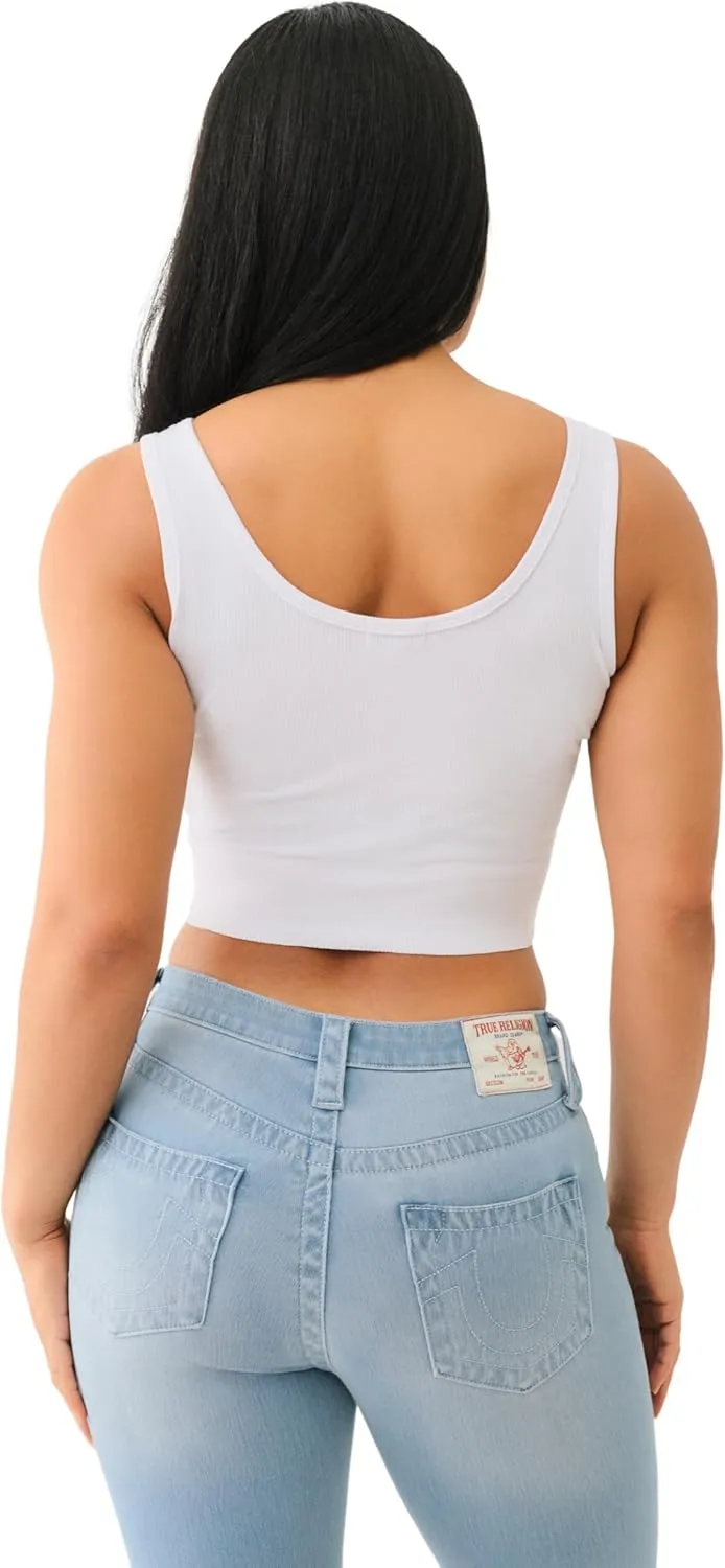 True Religion Women's Crystal Lips Raw Hem Tank​