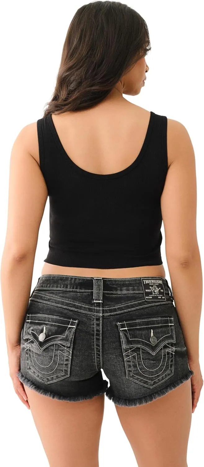 True Religion Women's Crystal Lips Raw Hem Tank​