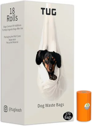 TUG Dog Waste Bags 18-Rolls (270 Bags), Strong & Leak-Proof Dog Poop Bags, 15 Bags Per Roll, Each Bag is 9 x 13 Inches