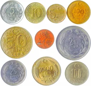 Turkey 10 Mixed Coins | Old Turkish Currency | Kurus | Bin Lira | Since 1957