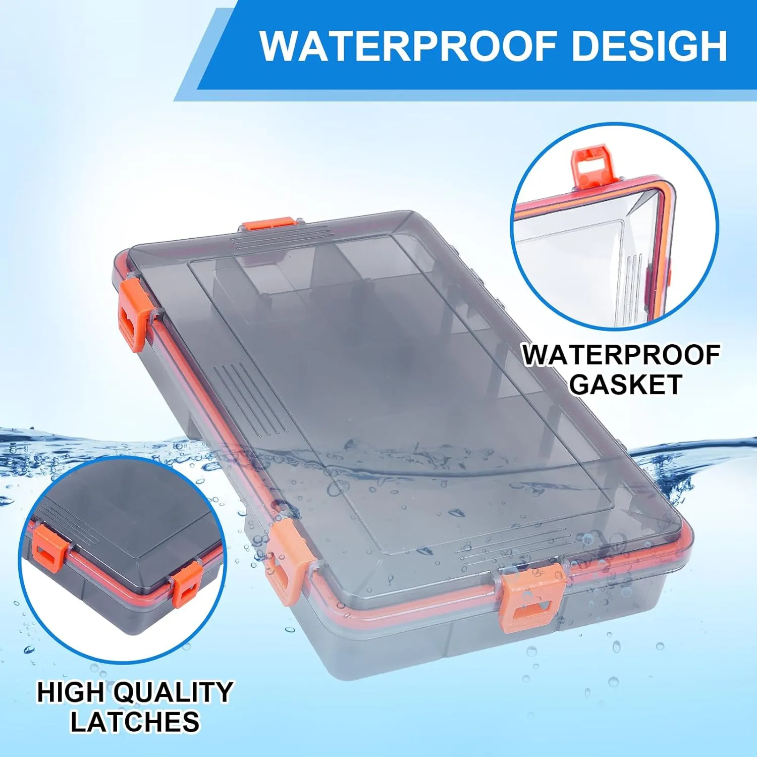 UCEC Fishing Tackle Box Organizer - 3600 Tray Plastic Organizer with Dividers, Waterproof Storage for Lures