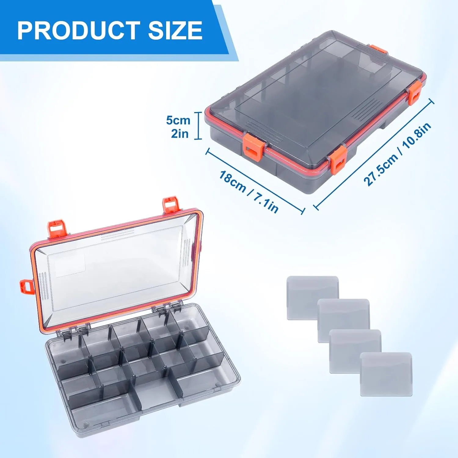 UCEC Fishing Tackle Box Organizer - 3600 Tray Plastic Organizer with Dividers, Waterproof Storage for Lures