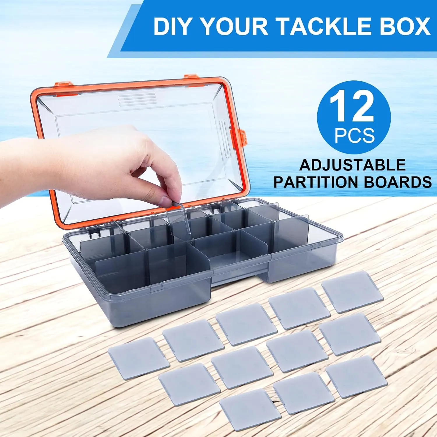 UCEC Fishing Tackle Box Organizer - 3600 Tray Plastic Organizer with Dividers, Waterproof Storage for Lures
