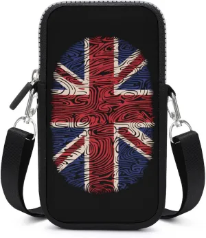 UK Flag Thumb Print Britain Phone Purse Crossbody for Women Card Holder Wallet Shoulder Bag for Work Travel