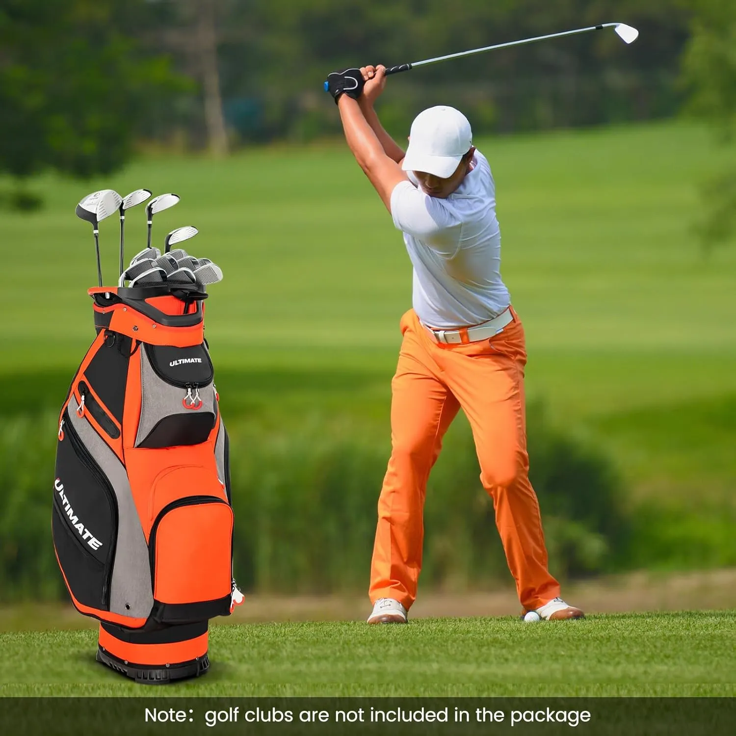 ULTIMATE Golf Cart Bag, 14 Way Top Dividers Golf Carry Bag w/Pockets & Umbrella Holder, Portable Golf Club Bag w/Soft Shoulder Strap & Rain Hood, Lightweight Golf Bag for Women & Men