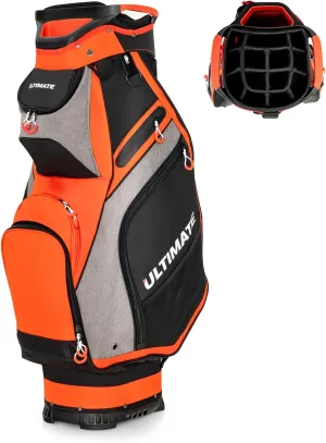 ULTIMATE Golf Cart Bag, 14 Way Top Dividers Golf Carry Bag w/Pockets & Umbrella Holder, Portable Golf Club Bag w/Soft Shoulder Strap & Rain Hood, Lightweight Golf Bag for Women & Men