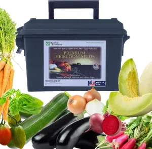 Ultimate Heirloom Seed Vault - 144 Variety Non-GMO Heirloom Seeds in Air & Water-Tight Ammo Can - 23,000 Survival Seeds for Planting Vegetables, Fruits, Herbs - Premium Emergency & Prepper Supplies