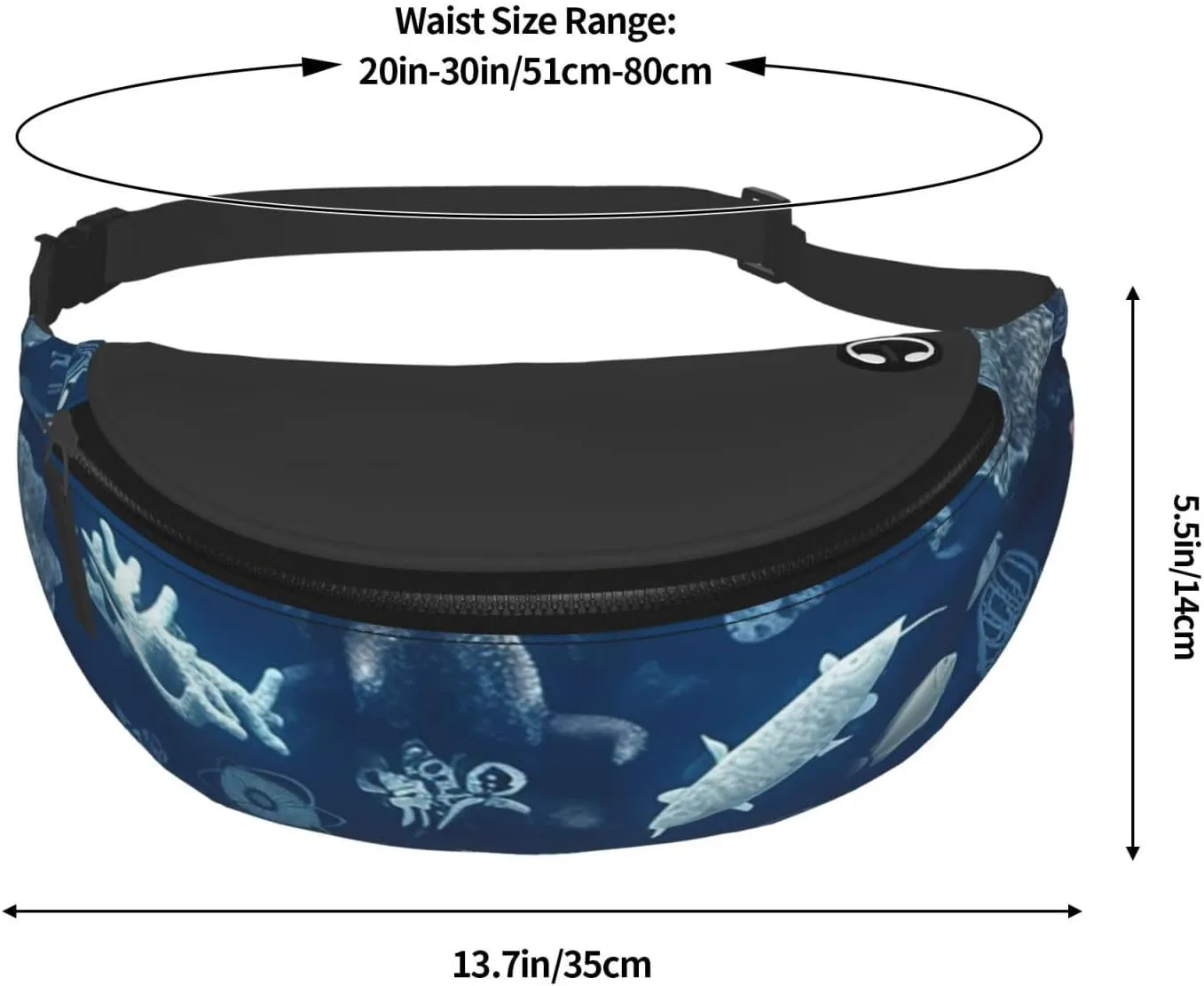 Underwater Marine Life Fanny Pack for Man Women Waist Bag Adjustable Belt Casual Chest Bag Bum Bags for Travel Sports Running Hiking Waist Packs