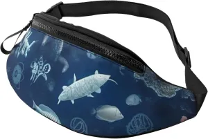 Underwater Marine Life Fanny Pack for Man Women Waist Bag Adjustable Belt Casual Chest Bag Bum Bags for Travel Sports Running Hiking Waist Packs