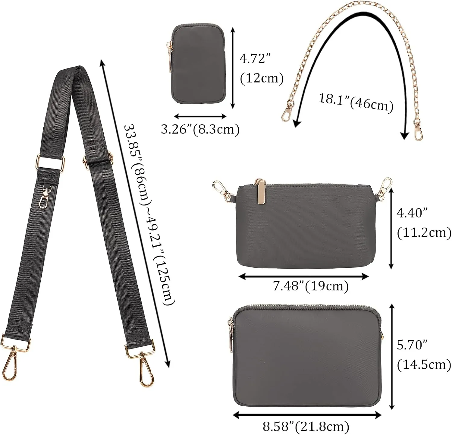 Uromee Crossbody Bags for Women Fashion Shoulder Purse Fanny Pack Travel Hiking Detachable Pouch Adjustable Strap