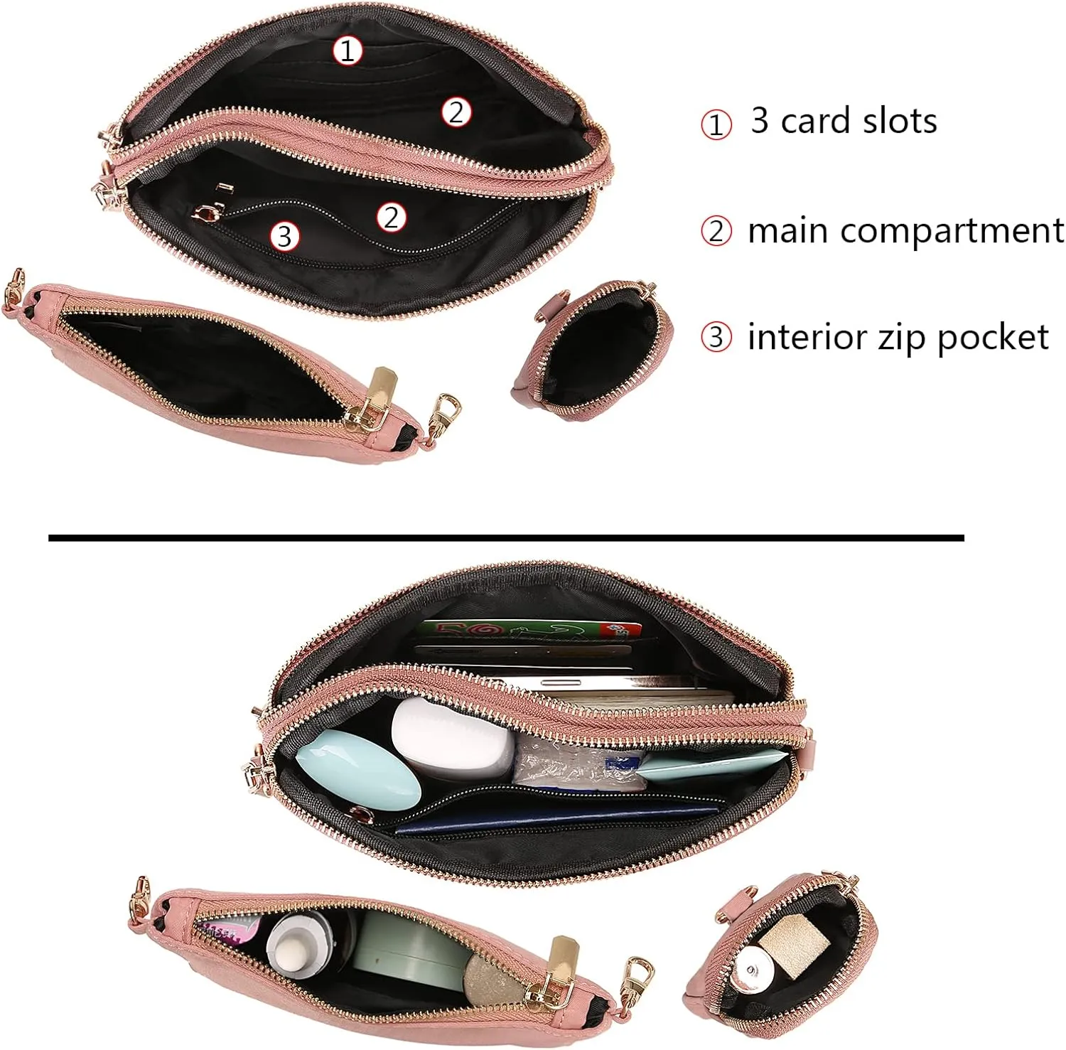 Uromee Crossbody Bags for Women Fashion Shoulder Purse Fanny Pack Travel Hiking Detachable Pouch Adjustable Strap